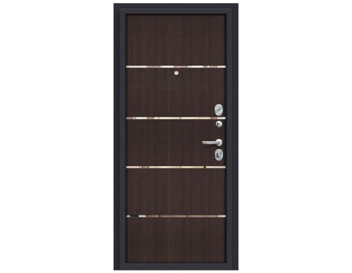 Входная дверь «БРАВО» МОДЕЛЬ Лайн Лунный камень/Wenge Crosscut